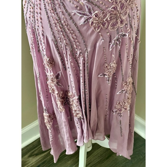 Sue Wong Nocturne Midi Dress Y2K Fairycore Silk Purple Vintage Sz 12 Miley Cyrus - Picture 12 of 16